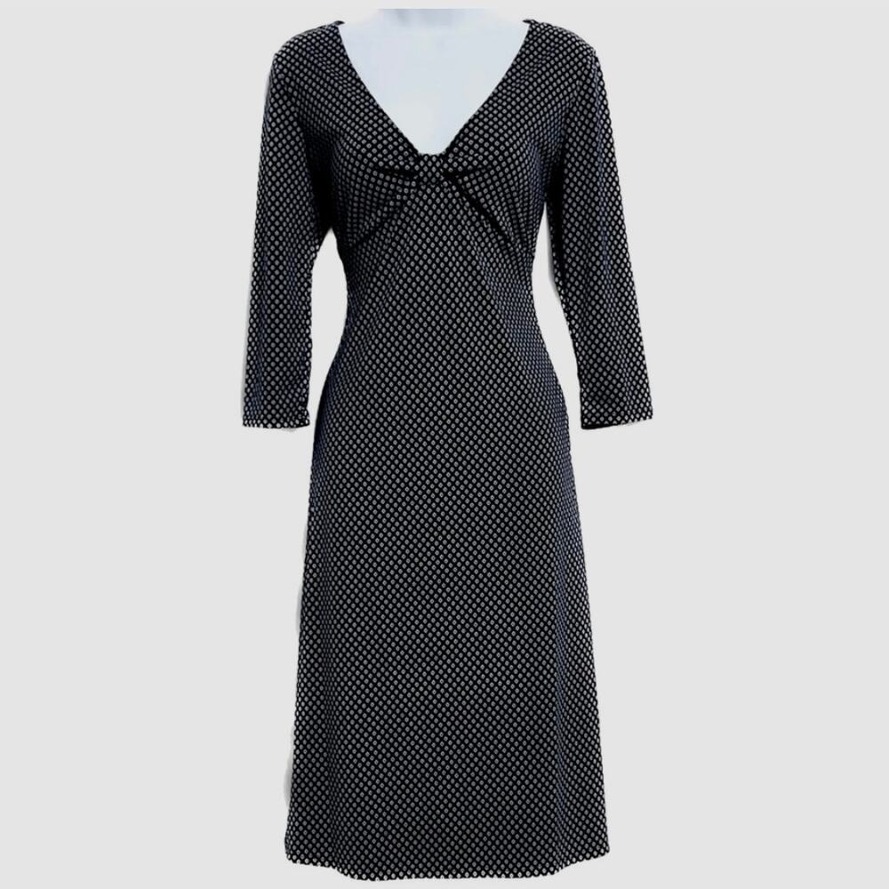 MICHAEL KORS Navy Patterned ¾ Sleeve Knee Length Dress Size 8 Medium